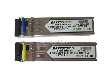 1.25G SFP Optical Transceiver Bi-Directional Transceiver, 3km Reach TX 1310nm  /RX  1550nm  LC  With DDM function