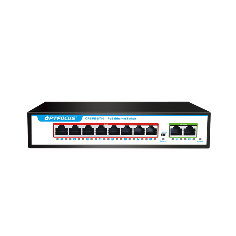 Factory OEM 8 port  POE switch with 2 100mbps RJ45 and 8 100mbps POE port For CCTV NVR IP Camera